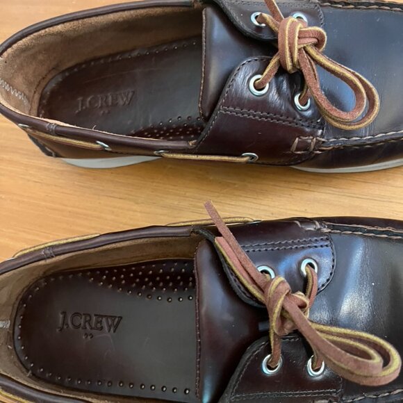 Men's J Crew Leather Boat Shoes Brown Size 10 NWOT - Picture 6 of 10